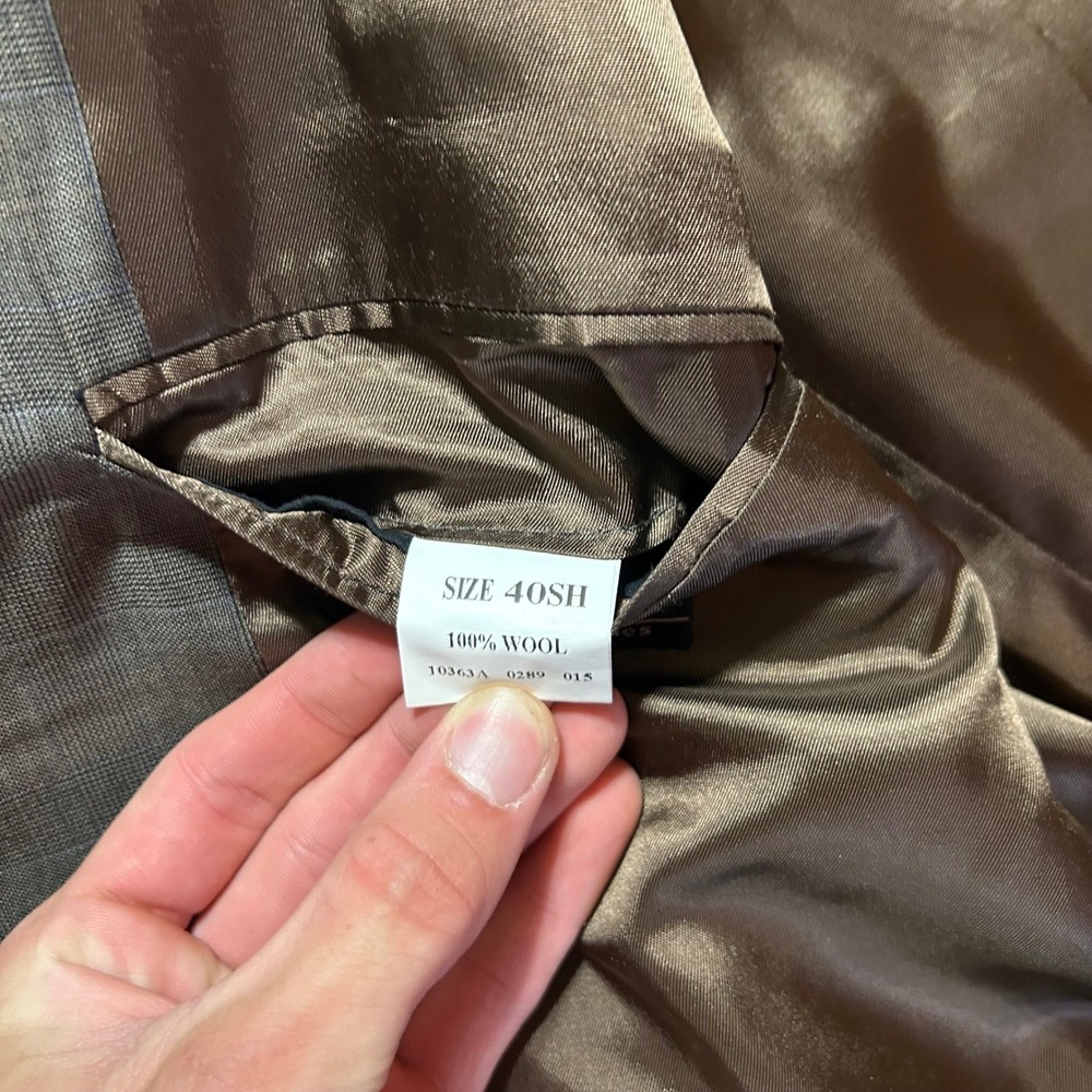 Jos A Bank Blazer Mens 40SH Brown Glen Plaid 100% Wool 2-Button Sport Coat - Picture 3 of 7
